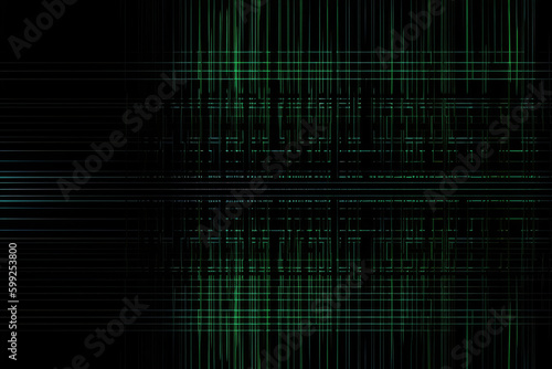 Digital glitch system distortion. Internet failure. Green black color lines texture noise on dark abstract illustration background