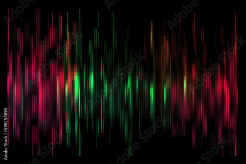 Color noise 8-bit glitch. Computer virus. Blur neon pink green red analog pixel distortion artifacts on dark black art abstract illustration background