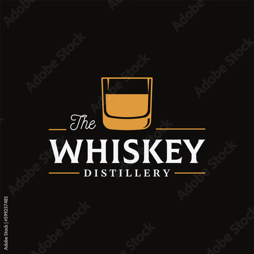 Vintage premium whiskey logotype label with hand lettering. for drinks , rum, pub, company.