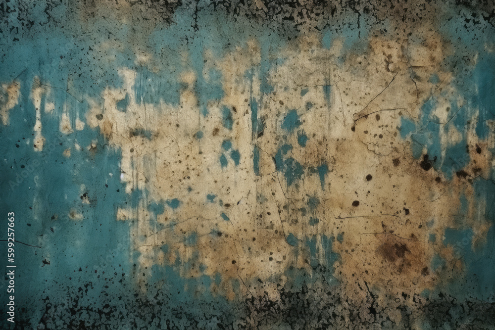 Old texture. Grunge overlay. Weathered surface. Blue beige dirt stains dust scratches on aged worn dark abstract illustration background