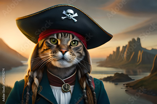 pirate cat. Created with AI technology
