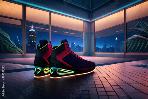 sneakers in the room. Created with AI technology 