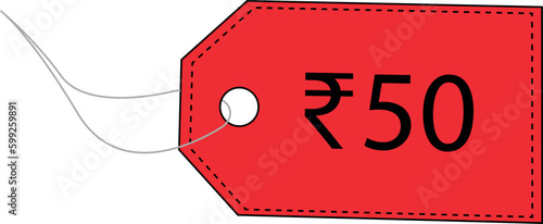 Fifty rupees. 50 rupees. Indian rupees. Label price tag design. Sale tag. Label tag vector.