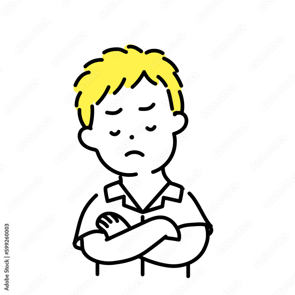 かわいい人物のイラストシリーズ _ 男性の学生 _ 考える　