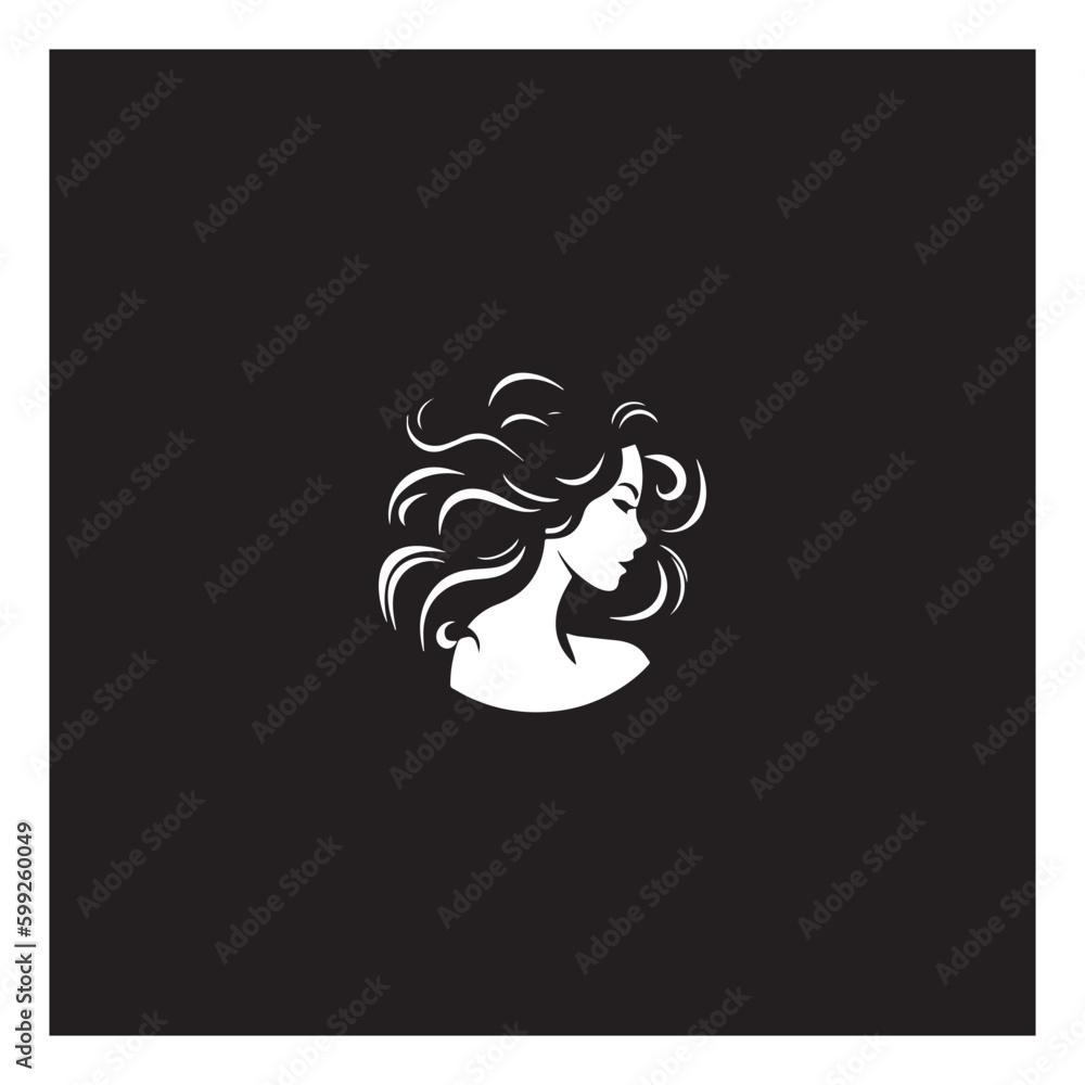 Beauty woman hairstyle logo design for nature beauty salon elements Beauty woman hairstyle logo design for nature beauty salon elements
