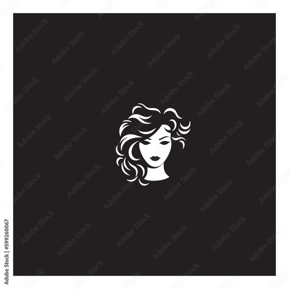 Beauty woman hairstyle logo design for nature beauty salon elements Beauty woman hairstyle logo design for nature beauty salon elements