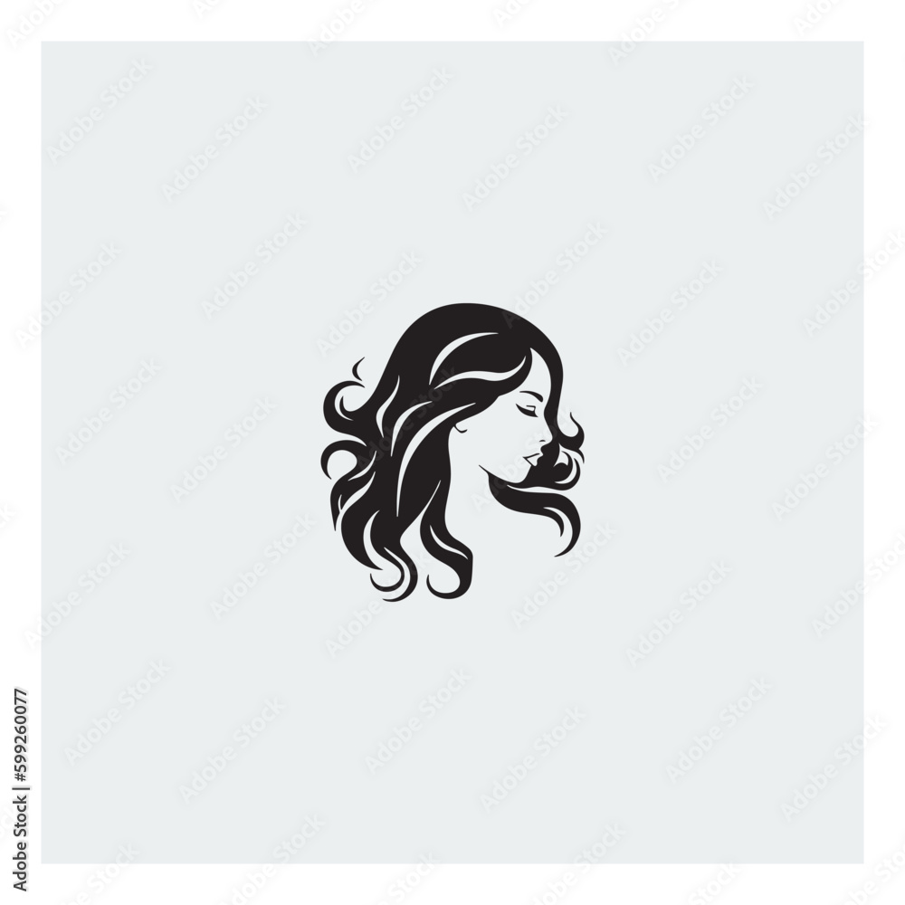 Beauty woman hairstyle logo design for nature beauty salon elements Beauty woman hairstyle logo design for nature beauty salon elements
