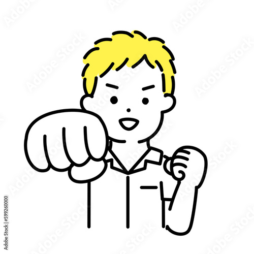 かわいい人物のイラストシリーズ _ 男性の学生 _ パンチ　
