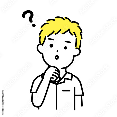 かわいい人物のイラストシリーズ _ 男性の学生 _ 疑問　