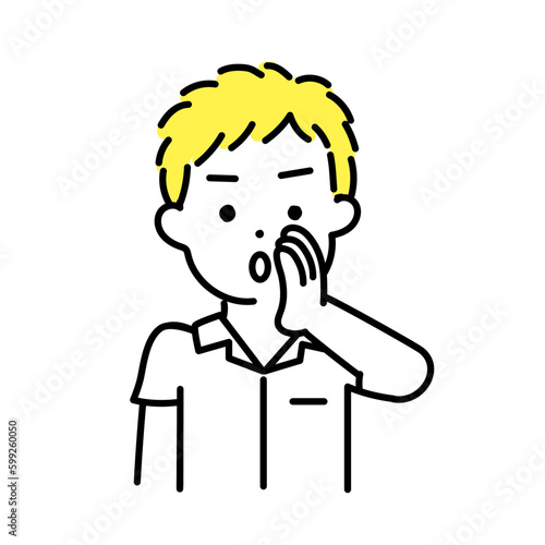 かわいい人物のイラストシリーズ _ 男性の学生 _ 内緒話　