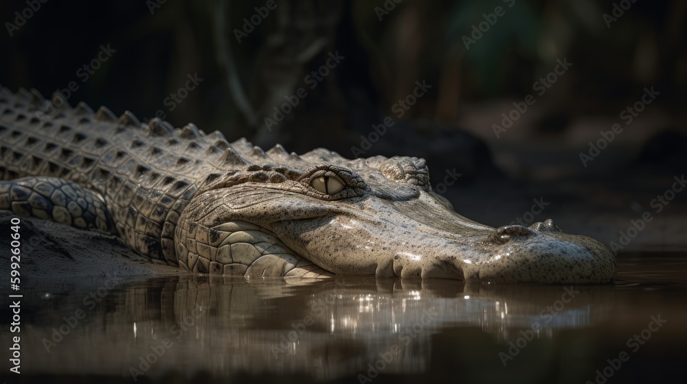 Stunning Crocodile Close-Up, AI Generated Generative AI