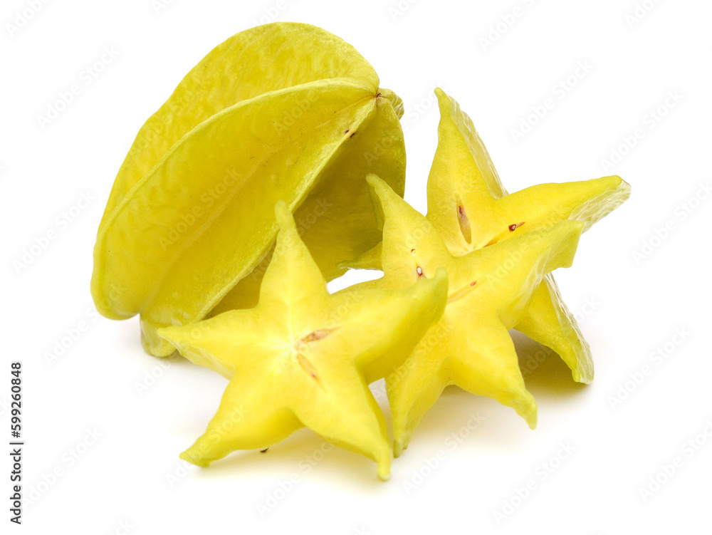 Fototapeta premium star fruit carambola or star apple starfruit on white background healthy fruit food isolated side view