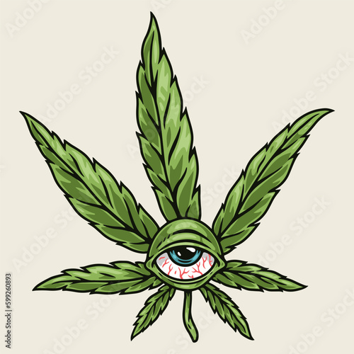 Cannabis leaf detailed sticker colorful