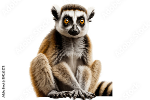 Isolated Lemur Illustration on Transparent Background, Generative Ai