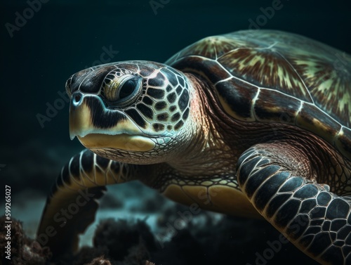 Underwater Marvel: Incredible Tortoise (AI Generated) Generative AI © ArquitecAi