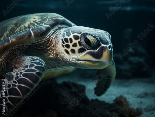 Underwater Marvel: Incredible Tortoise (AI Generated) Generative AI