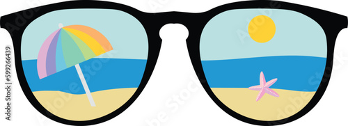 illustration of a beach with sunglasses vector