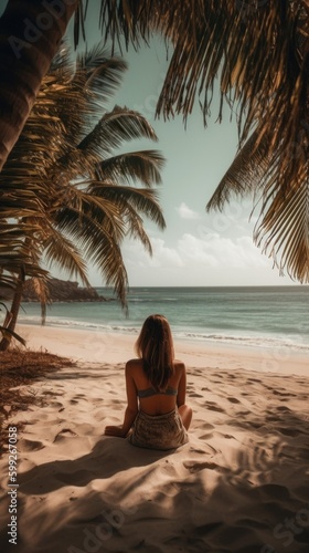 woman relaxing on the beach