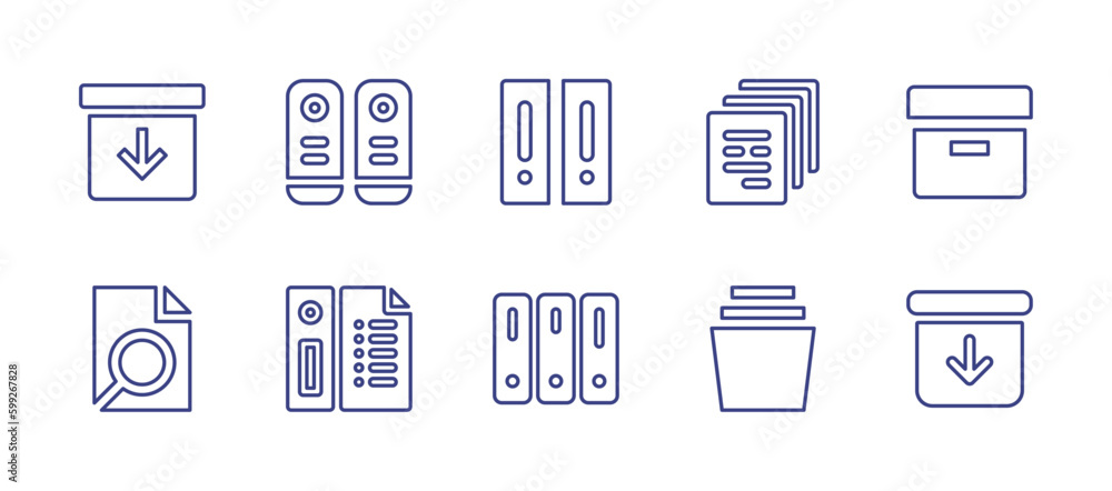 Archive line icon set. Editable stroke. Vector illustration. Containing archive, archives.
