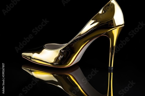 Gold Right Side Woman Gorgeous Dress Shoe Background Generative AI
