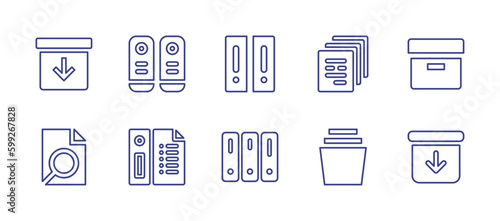 Archive line icon set. Editable stroke. Vector illustration. Containing archive, archives.