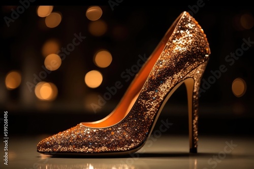Right Side Woman Party High Heel Shoe Backdrop Generative AI photo
