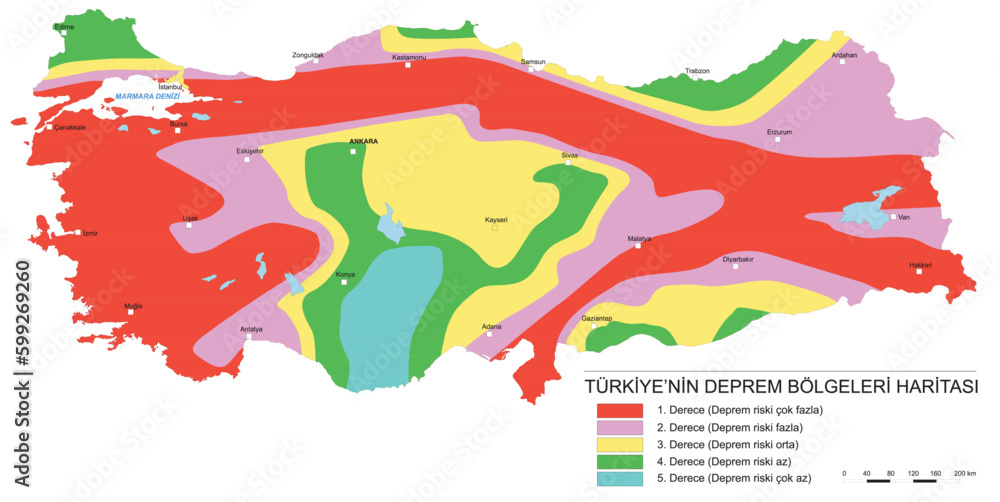 Anatolian Plate tectonics map. Most of the country of Turkey is located on this continental