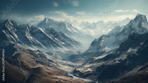 Serene landscape of snow-covered mountain range