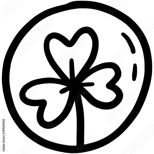 An imprint with a clover for good luck, cartoon doodle vector icon