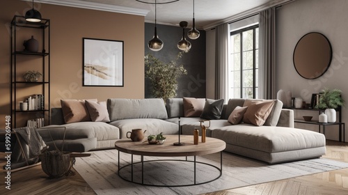 Stylish and modern living room with comfortable furniture