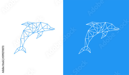 dolphin logo graphic vector illustration with Polygon and lineart geometric design style