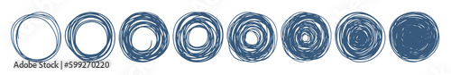 Circular scribble doodles with various line density