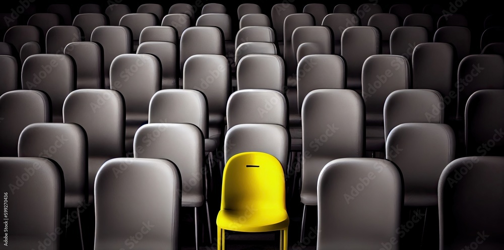 Naklejka premium Yellow Chair Sticking Out Group Background Generative AI