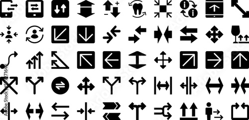 Arrows Icon Set Isolated Silhouette Solid Icons With Set, Vector, Sign, Icon, Right, Arrow, Symbol Infographic Simple Vector Illustration