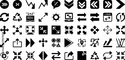 Arrows Icon Set Isolated Silhouette Solid Icons With Set, Symbol, Icon, Arrow, Sign, Right, Vector Infographic Simple Vector Illustration