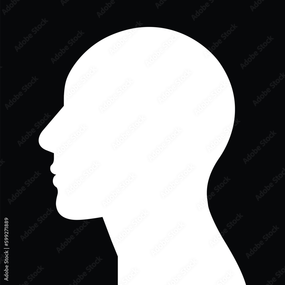 Human head icon isolated on black background. Vector illustration. Human head icon isolated on black background. Vector illustration.