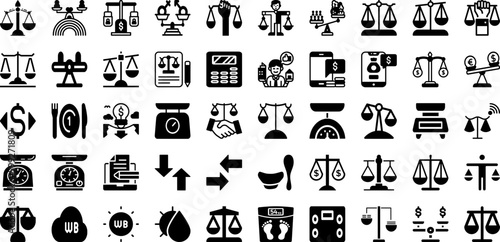 Balance Icon Set Isolated Silhouette Solid Icons With Business, Line, Icon, Symbol, Vector, Outline, Balance Infographic Simple Vector Illustration