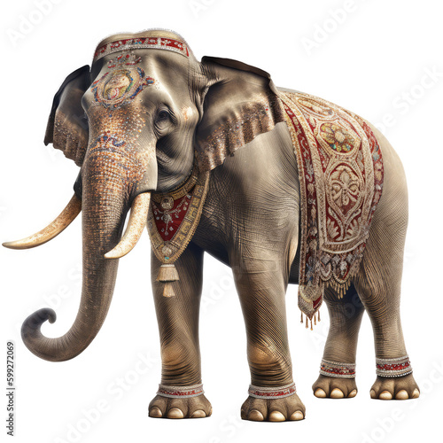 indian elephant female isolated on white photo