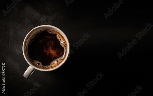 Bold and Aromatic. Savor the richness of a hot cup of coffee americano isolated on a black background. Copy space for text. Beverage concept AI Generative