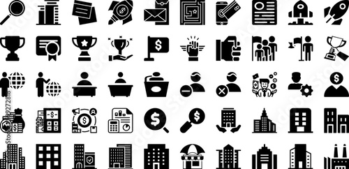 Business Icon Set Isolated Silhouette Solid Icons With Icon, Business, Vector, Web, Line, Set, Symbol Infographic Simple Vector Illustration