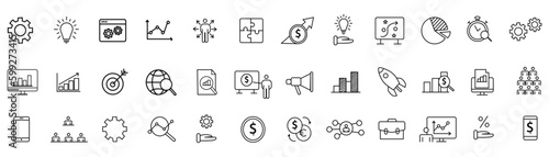 Money & Investment icon set in thin line style. Vinnytsia, Ukraine - May 12, 2023.