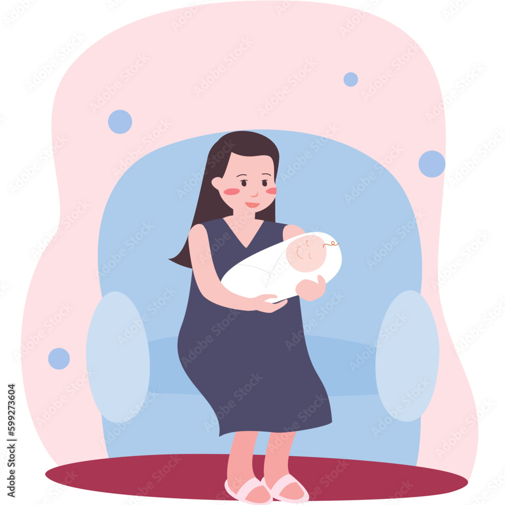 Mother Holding Her Cute Baby With Happy Smile Mother Holding Her Cute Baby With Happy Smile
