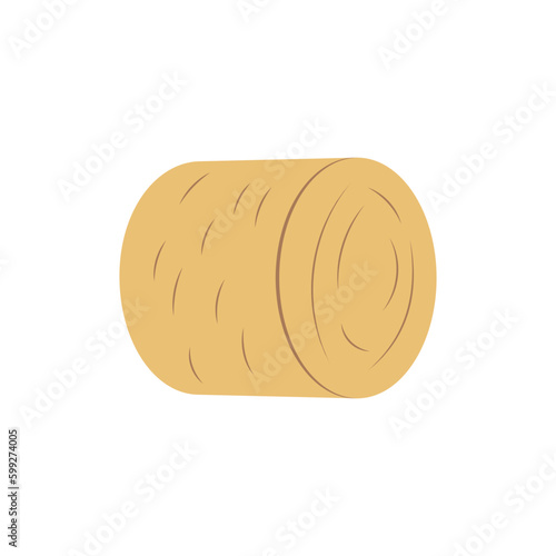 A big bale of hay. A traditional farm or ranch facility. Doodle art. Isolated flat vector illustration. Simple hand drawn clipart. Design element. Farming, animal husbandry and agriculture