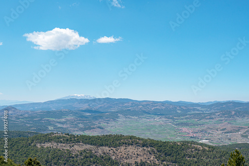 the scenic view of Salda lake from the Tınaz Tepe (2079) m. in Yeşilova, Burdur