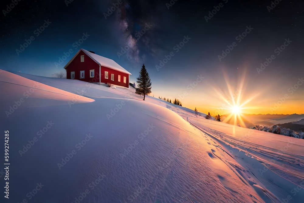 Christmas Background With Stardust And Snowflakes. Christmas Eve. Generative AI Christmas Background With Stardust And Snowflakes. Christmas Eve. Generative AI