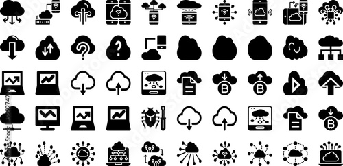 Computing Icon Set Isolated Silhouette Solid Icons With Icon, Laptop, Screen, Internet, Computer, Pc, Vector Infographic Simple Vector Illustration