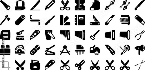Cutter Icon Set Isolated Silhouette Solid Icons With Icon  Symbol  Illustration  Cutter  Vector  Set  Sign Infographic Simple Vector Illustration