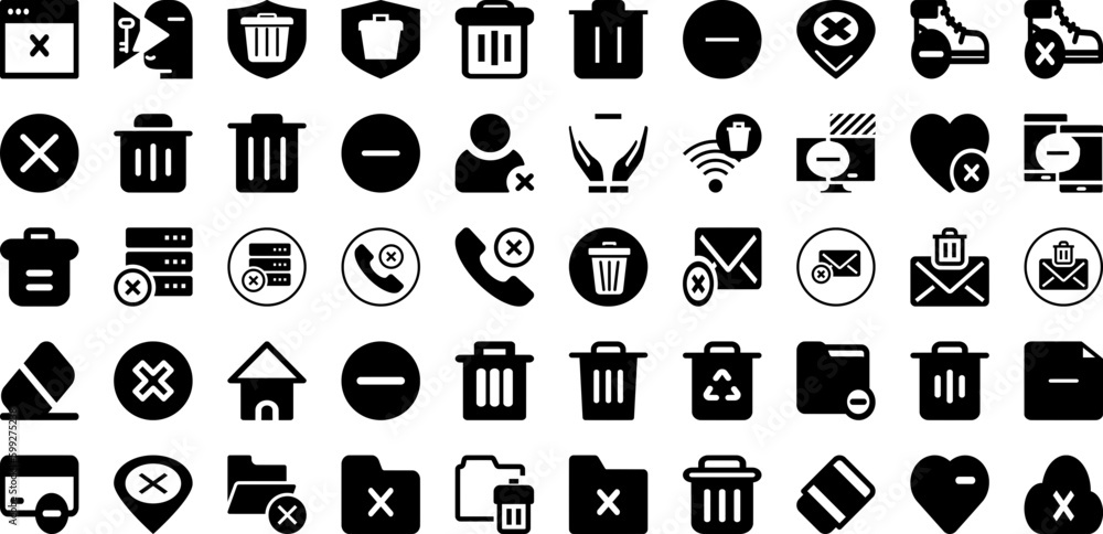 Delete Icon Set Isolated Silhouette Solid Icons With Delete, Web, Symbol, Icon, Vector, Design, Sign Infographic Simple Vector Illustration Delete Icon Set Isolated Silhouette Solid Icons With Delete, Web, Symbol, Icon, Vector, Design, Sign Infographic Simple Vector Illustration