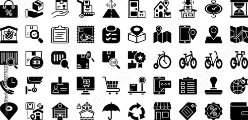 Delivery Icon Set Isolated Silhouette Solid Icons With Delivery, Express, Fast, Courier, Transportation, Icon, Service Infographic Simple Vector Illustration