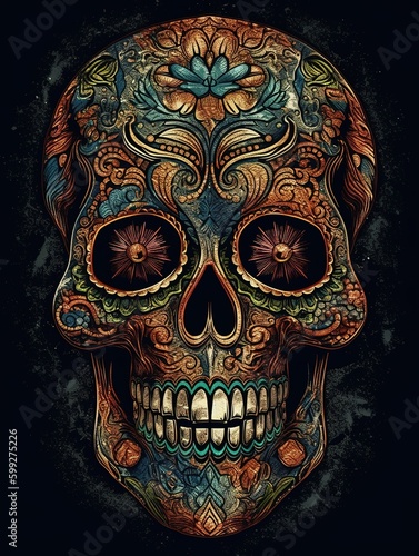 Skull head illustration design, generative ai